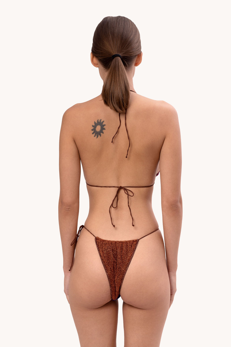 Golden Micro G String Bikini Two Pieces With Thong Bikini Bottom