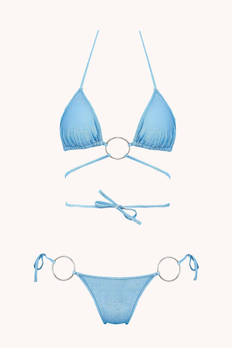 Cindy Triangle Bikini in Glitter Light Blue